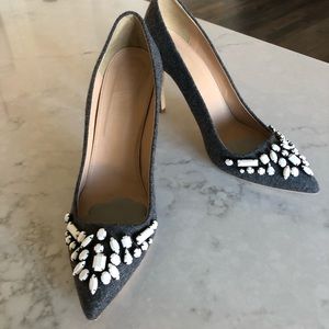 J. Crew Falsetto Flannel Embellished Heels | 10